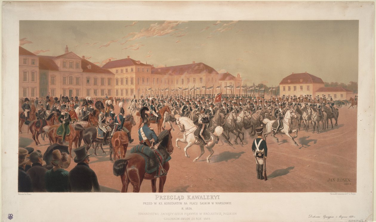 Velkokníže Konstantin Pavlovič z Ruska na kavalérii na Saském náměstí ve Varšavě, 1824 od Jan Rosen