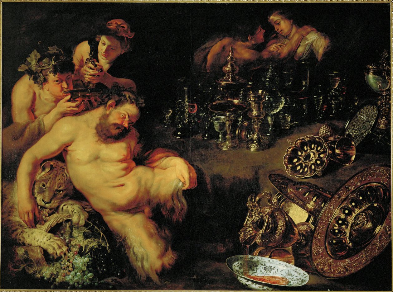 Opilý Silenus (olej na plátně) od Jan & Rubens P.P. (1577-1640) Brueghel