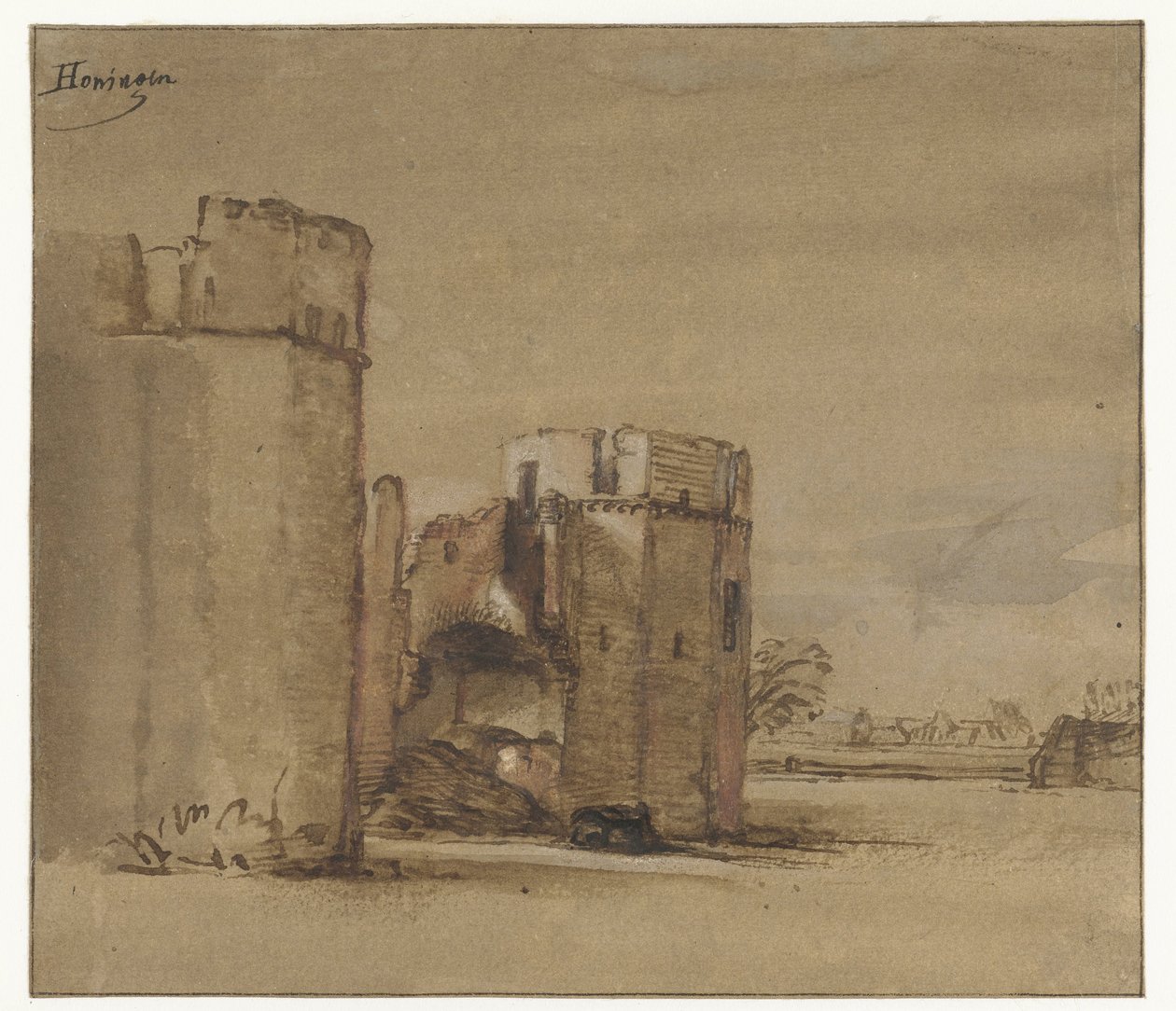 Pohled na hrad Honingen poblíž Rotterdamu od Jan Ruyscher (attributed to)