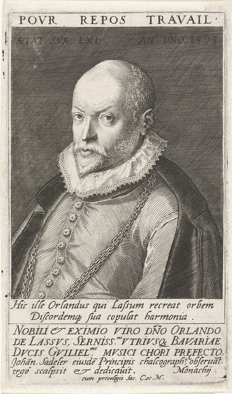 Portrét skladatele Orlanda di Lasso 1532-1594, 1593 od Jan Sadeler