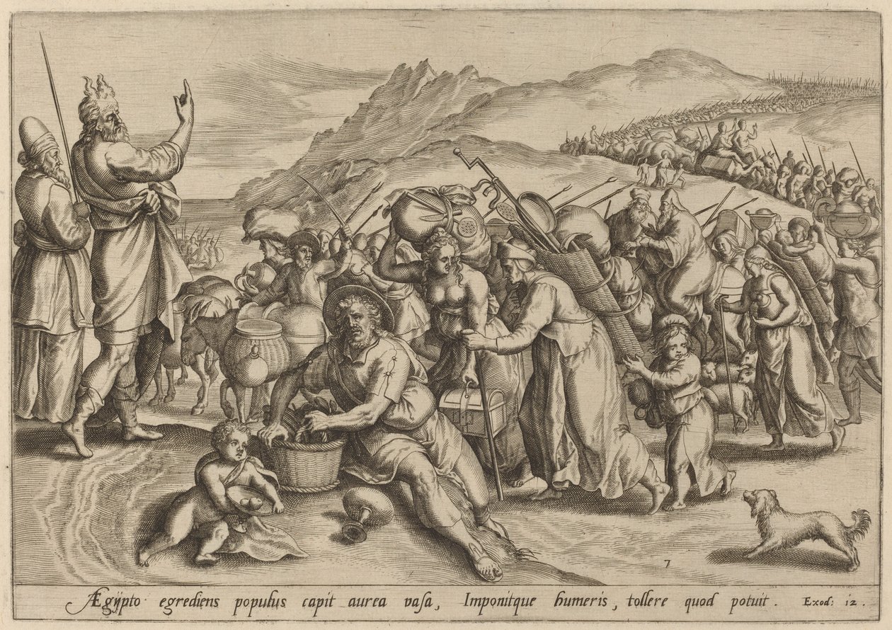 Exodus z Egypta od Jan Sadeler I, after Maarten van Cleef