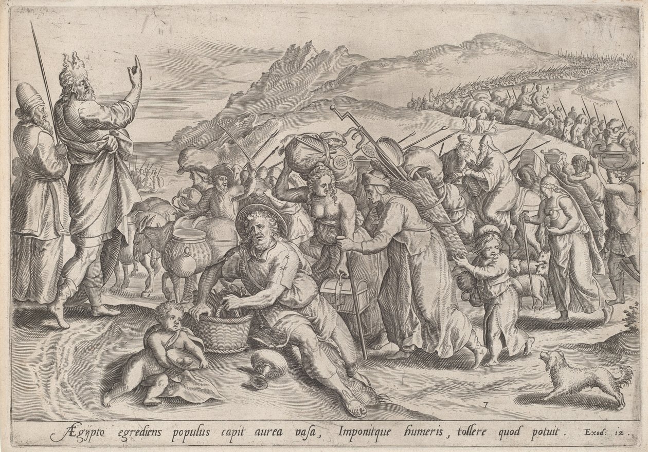 Exodus z Egypta od Jan Sadeler I, after Maarten van Cleef