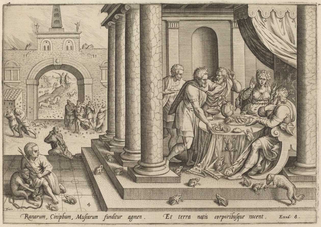 Mor žab od Jan Sadeler I, after Maarten van Cleef