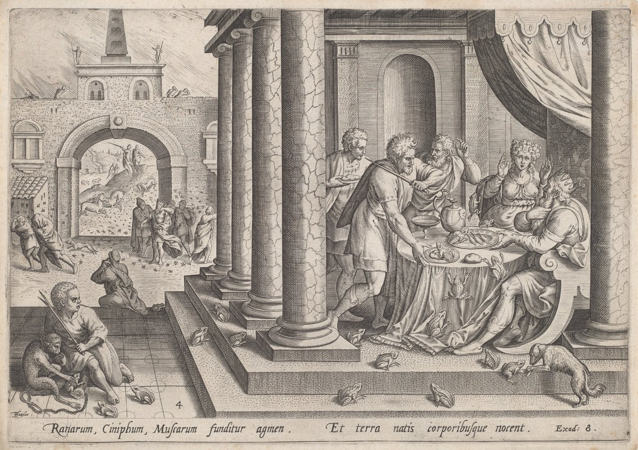 Mor žab od Jan Sadeler I, after Maarten van Cleef