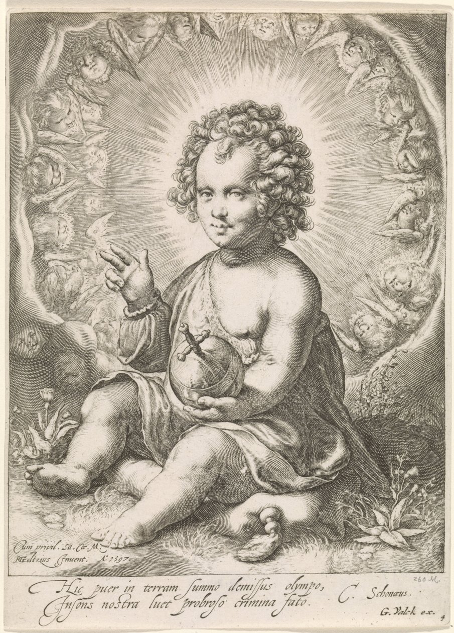 Před Christuskindem als Salvatore od Jan Saenredam (attributed to)
