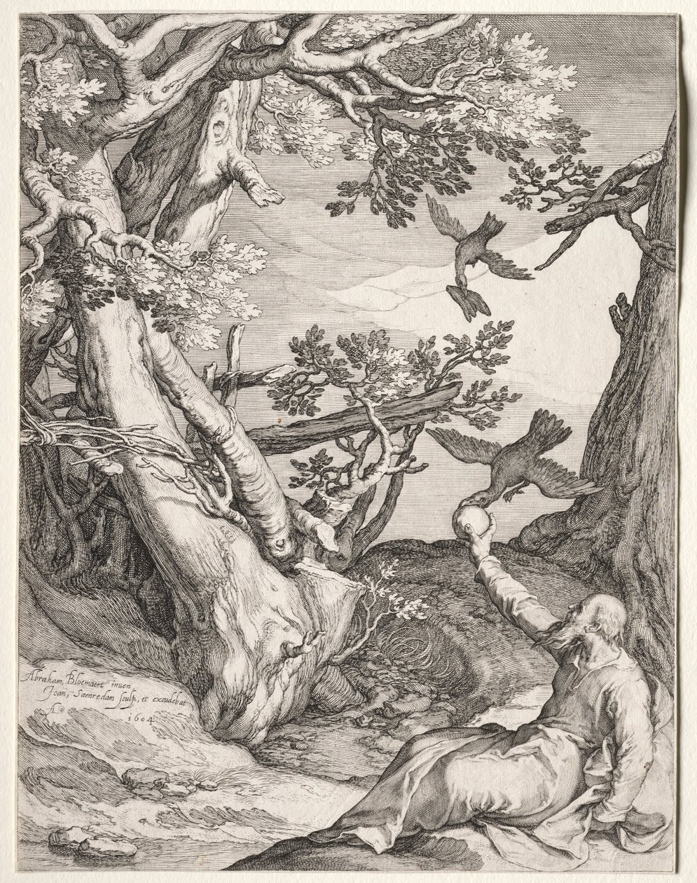 Eliáš v divočině Krmený havrany, 1604. od Jan Saenredam