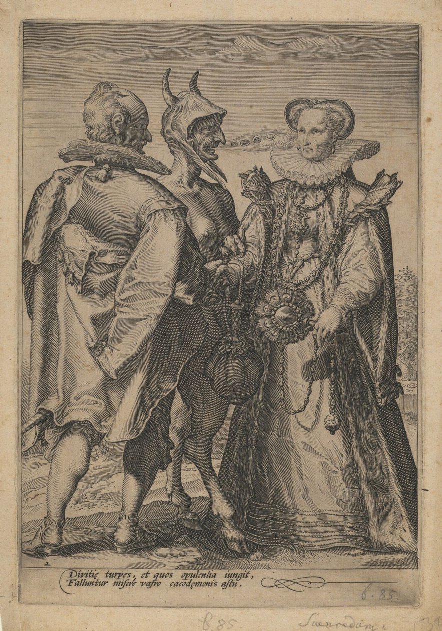 Manželství pro bohatství vysluhované ďáblem, ca. 1600 od Jan Saenredam