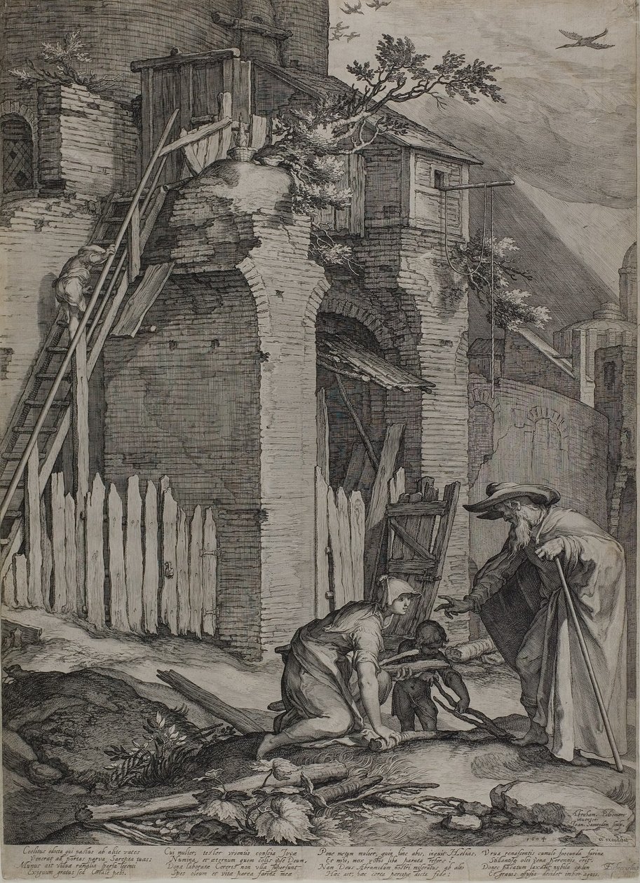 Prorok Elie přijíždí do domu Sareptas" vdova, 1604 od Jan Saenredam