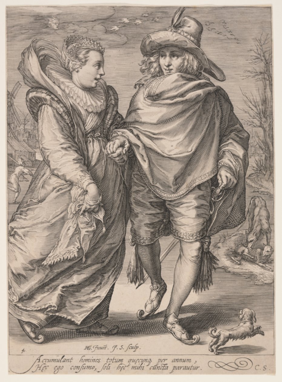 Winter (Young Couple Skating), z filmu Čtvero ročních období od Jan Saenredam