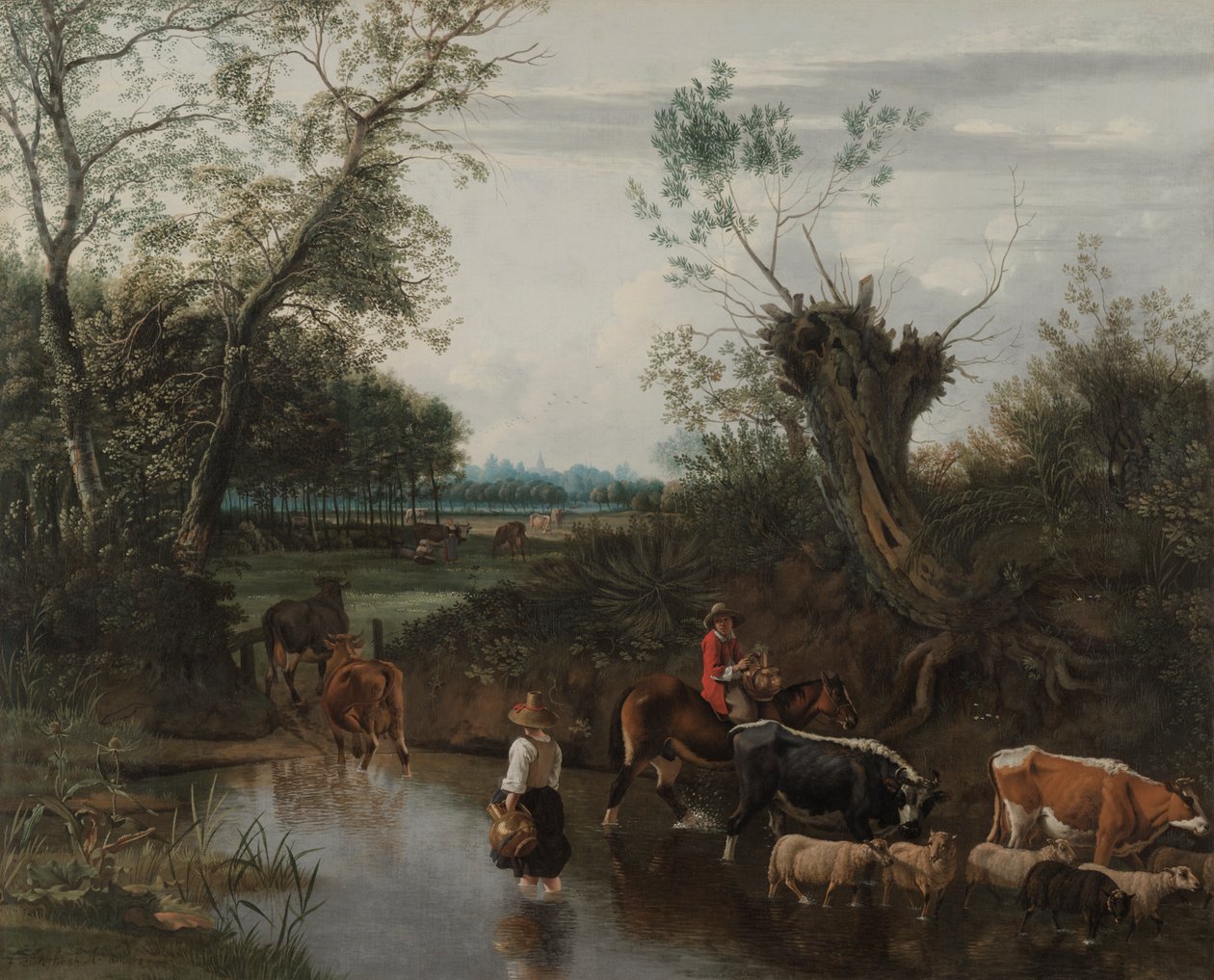 Rolníci přecházející potok, asi 1670 (olej na plátně) od Jan Siberechts