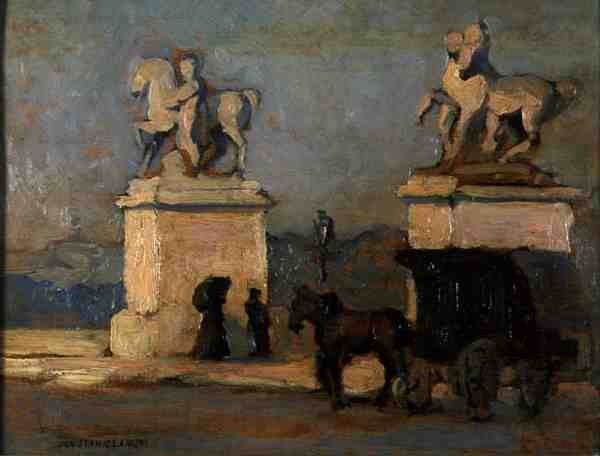 Place de la Concorde, Paříž, cca 1900 (olej na palubě) od Jan Stanislawski