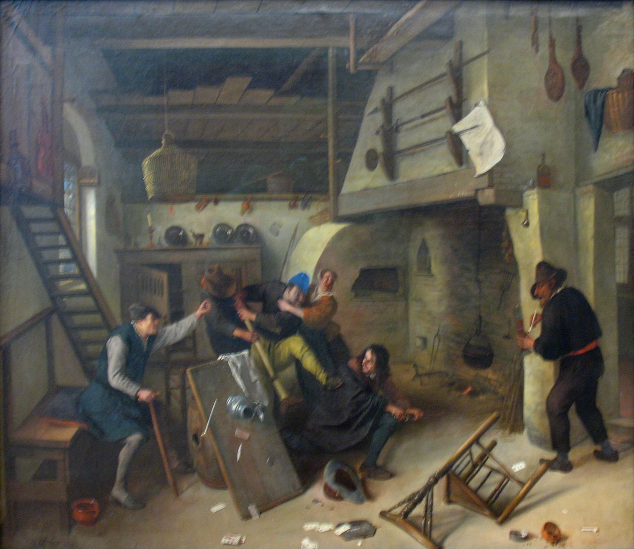 Rvačka mezi hráči karet v hospodě od Jan Steen