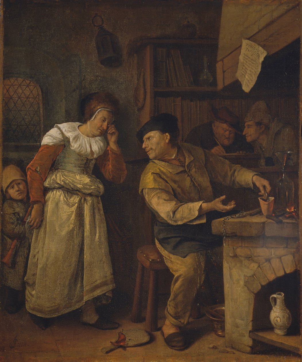 Zlatník tavící šperky ženy za přítomnosti notáře: „Alchymista“ od Jan Steen