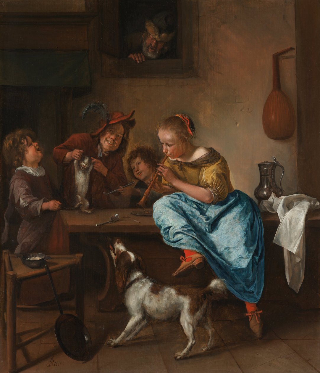 Děti učí kočku tančit, známé jako "lekce tance od Jan Steen