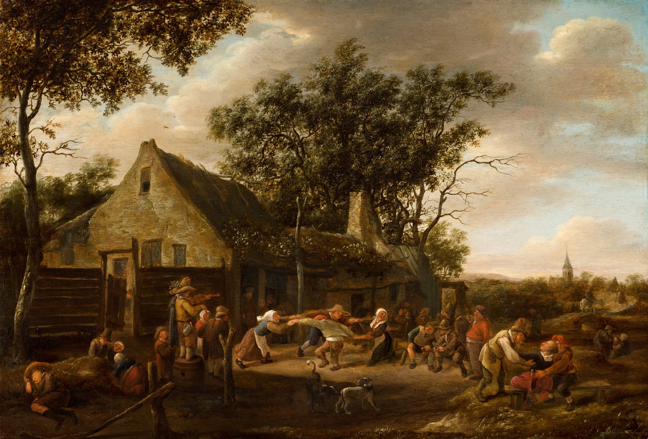 Tančící rolníci před hostincem od Jan Steen