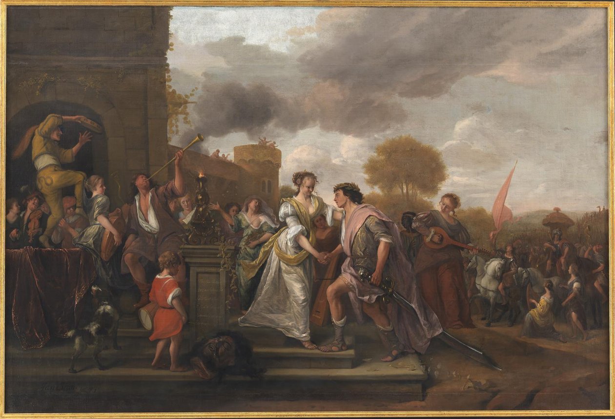 David se vrací jako vítěz po porážce Goliáše a Pelištejců od Jan Steen