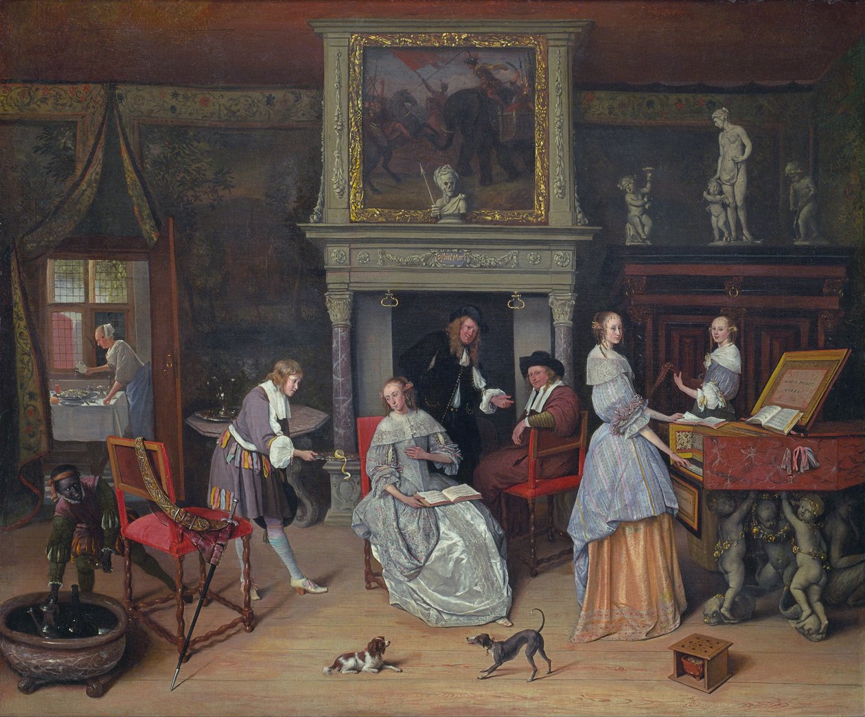 Fantasy interiér s Janem Steenem a rodinou Gerrita Schoutena od Jan Steen