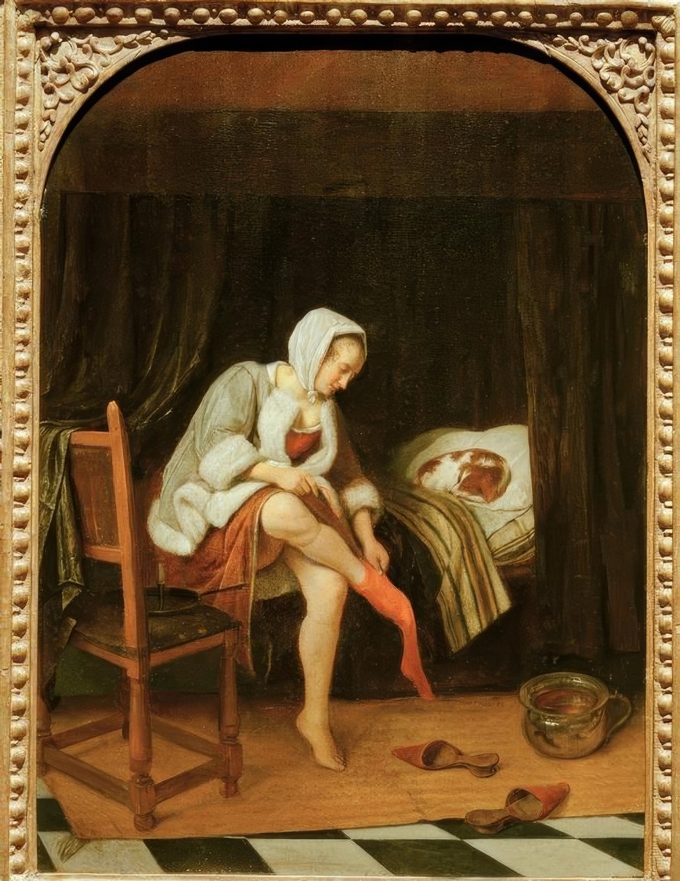 Žena na záchodě od Jan Havickszoon Steen
