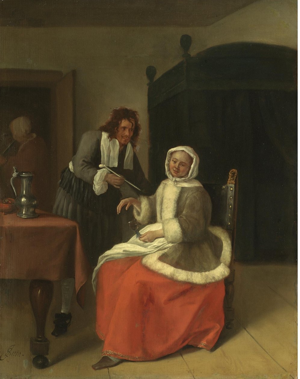 Milenci u vína od Jan Steen