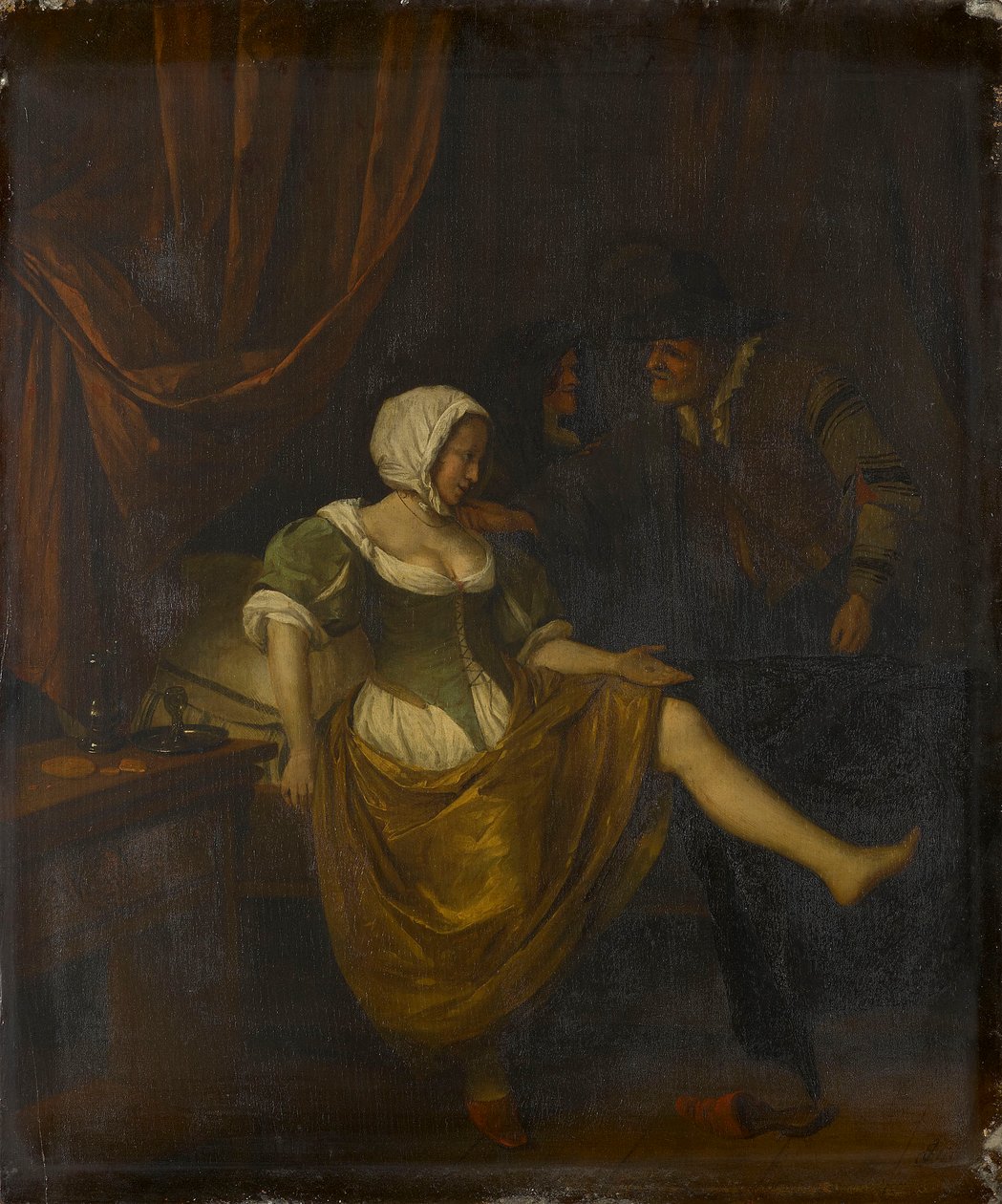 Scéna v nevěstinci se starým mužem, který dává dívce peníze od Jan Steen