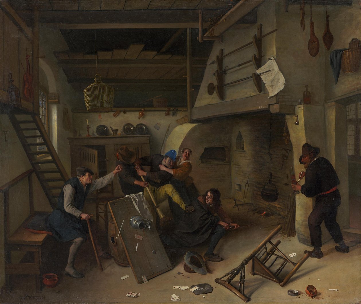 Rvačka v hospodě od Jan Steen