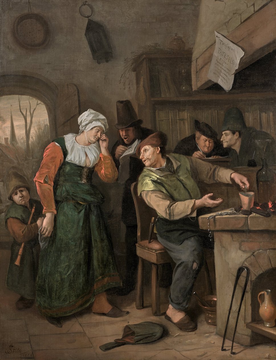 Alchymista a jeho plačící žena od Jan Steen