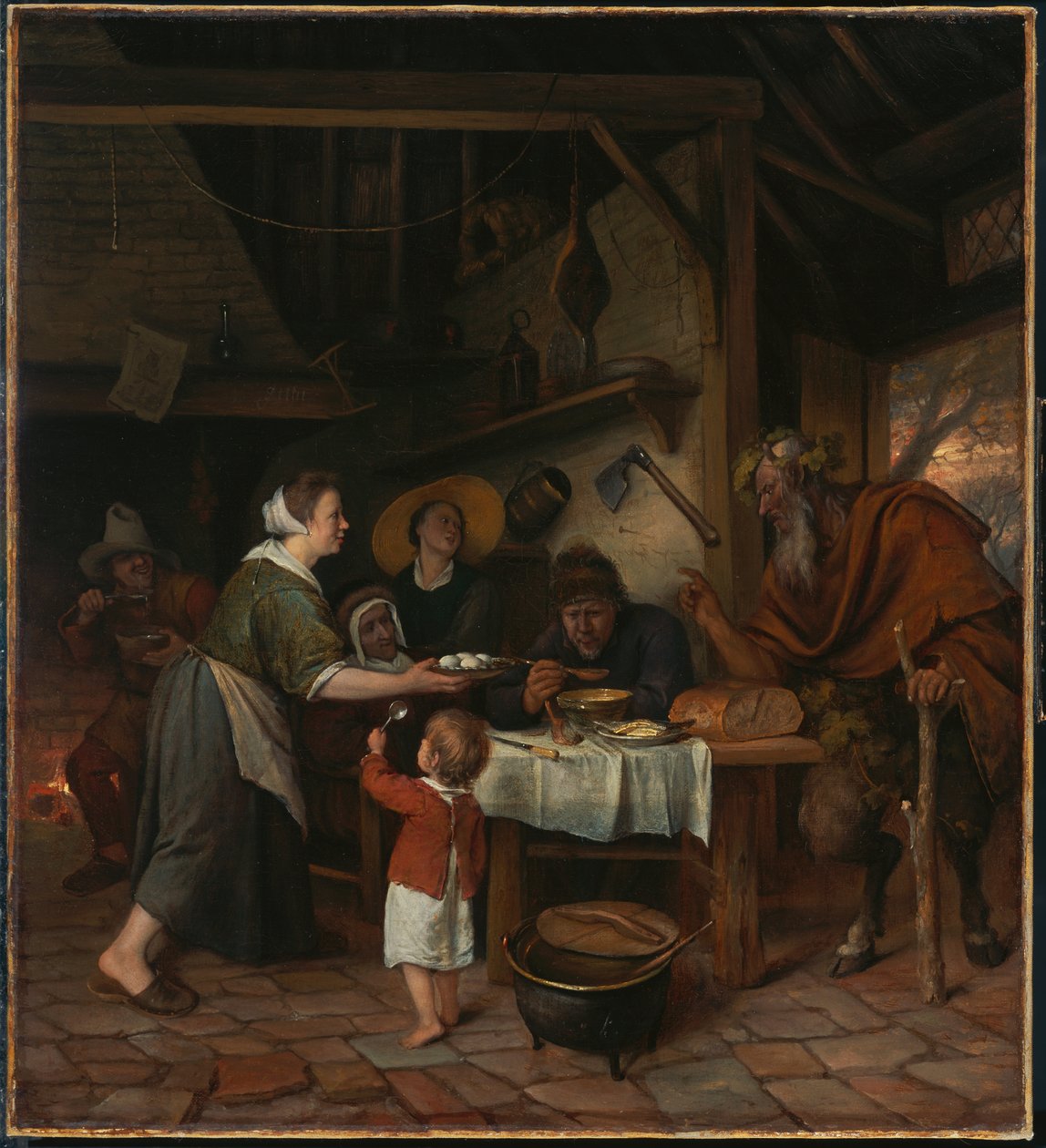 Satyr a rolnická rodina od Jan Steen