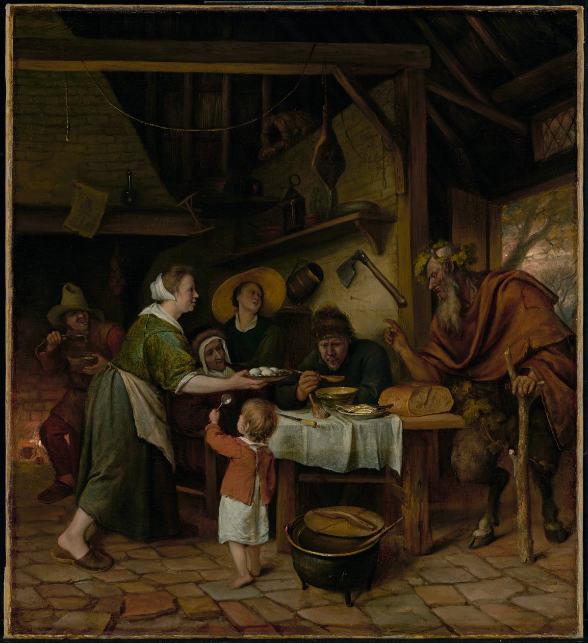 Satyr a rolnická rodina od Jan Steen