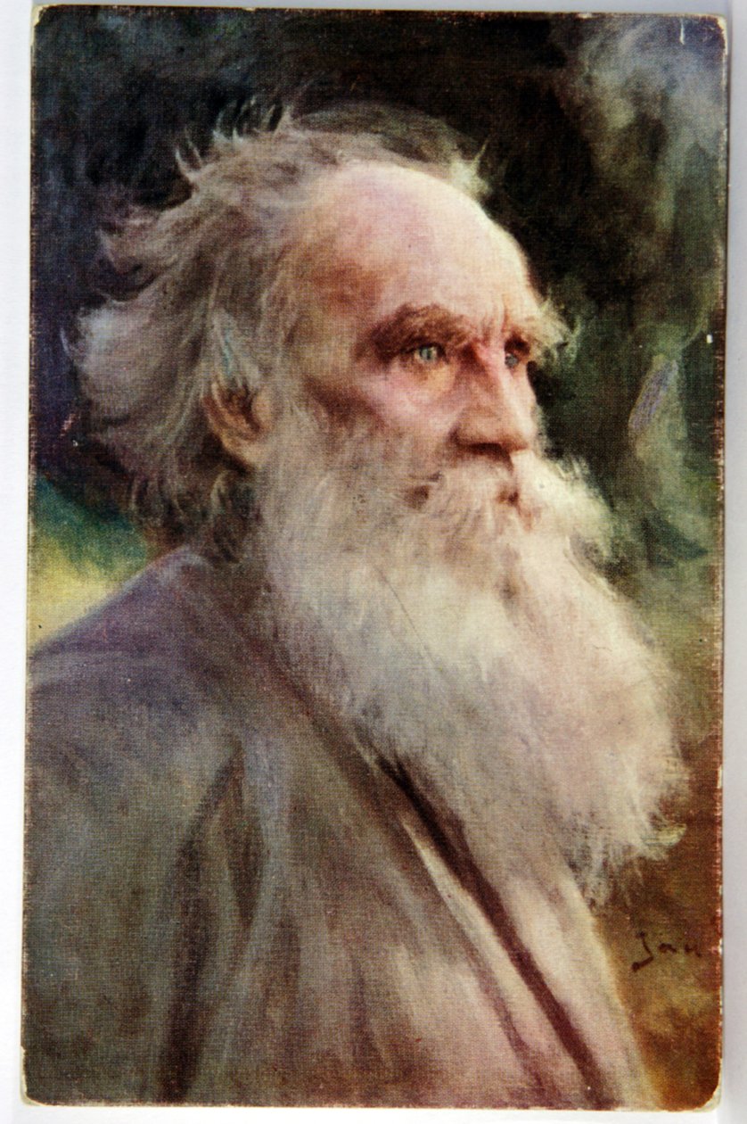 Literatura. Ruský spisovatel Lev Tolstoj. Pohlednice Jana Styky, Francie, kolem roku 1910 (pohlednice) od Jan Styka