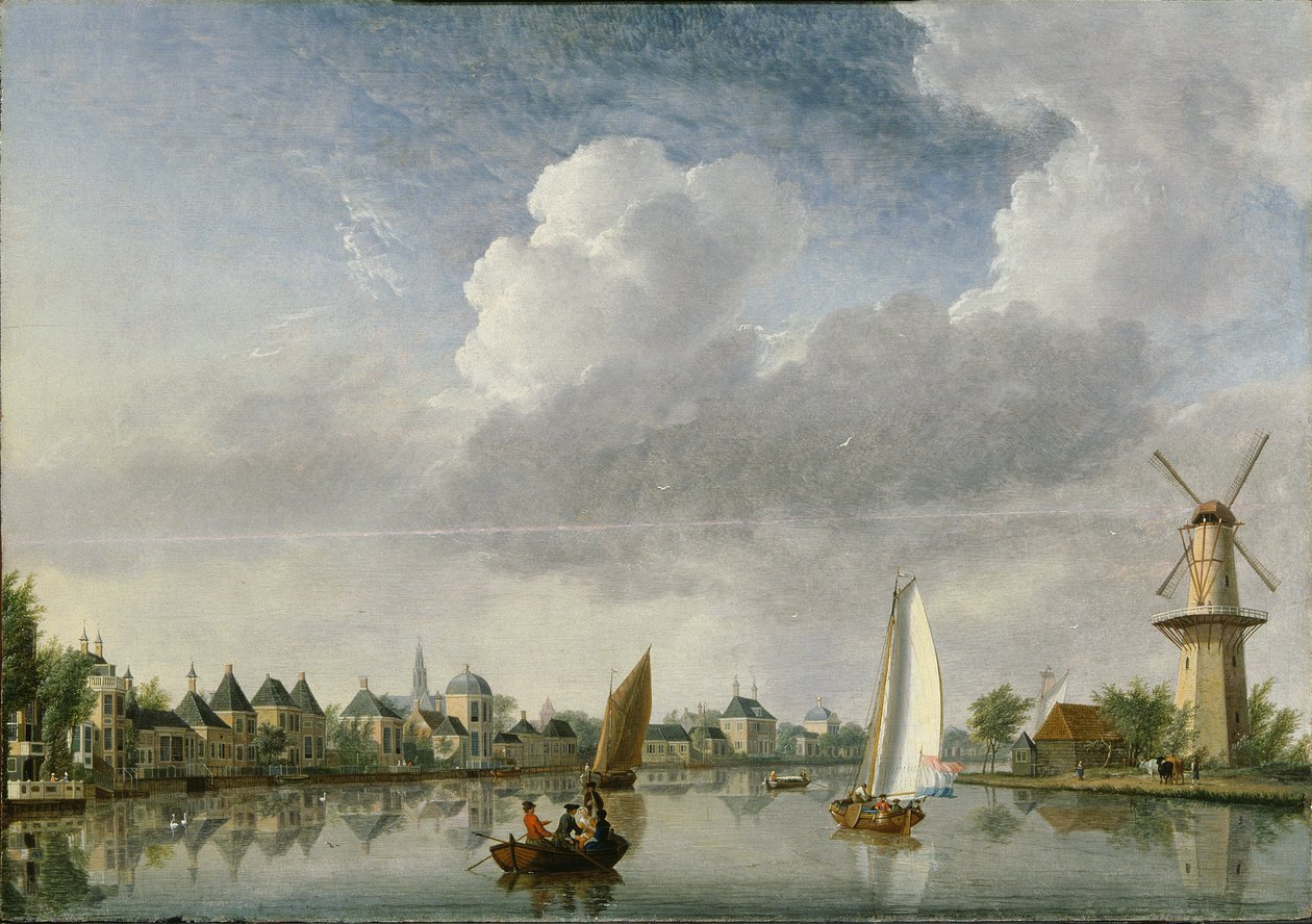 Řeka Spaarne v Haarlemu, 1750. od Jan Ten Compe
