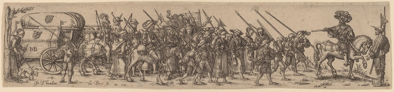 Zavazadlový vlak se seržantem majorem od Jan Theodor de Bry after Barthel Beham