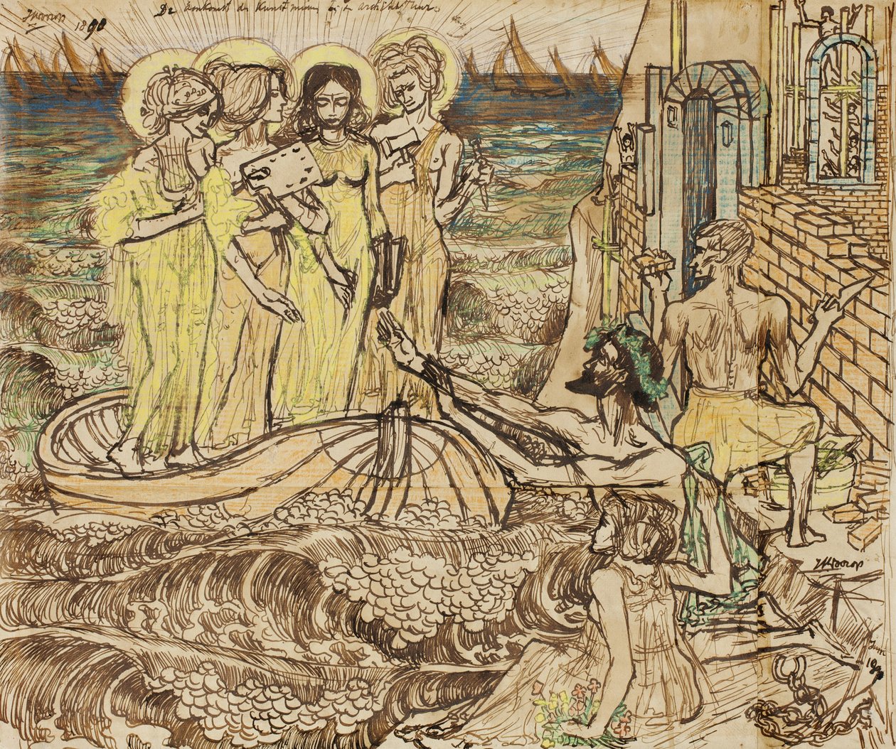 Příchod múz umění do architektury, 1890 od Jan Toorop