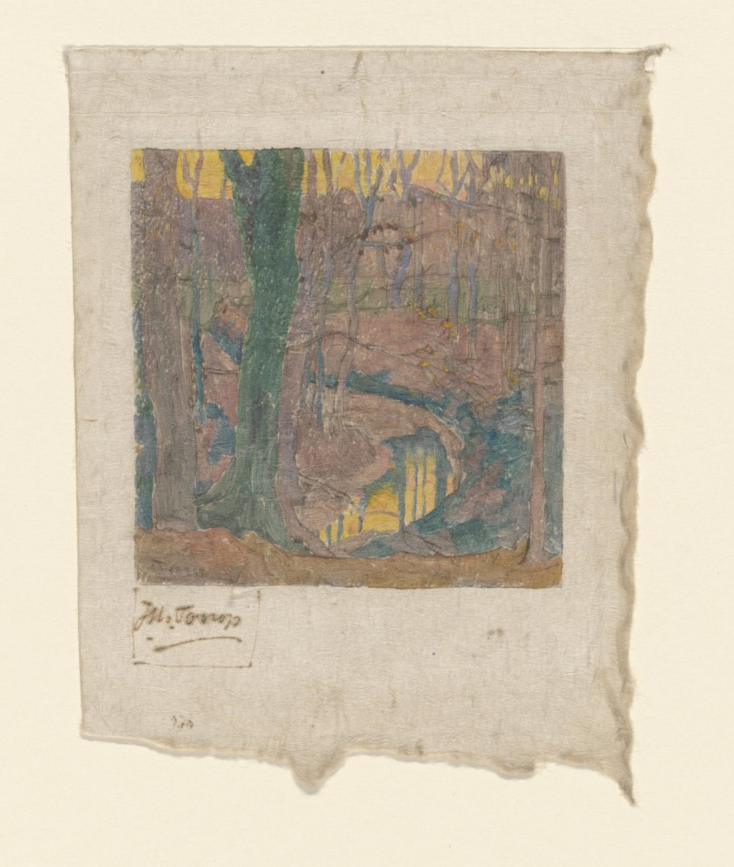 Holé duby podél potoka In the Woods (původní název) Le bois hivernal (původní název) od Jan Toorop (signed by artist)