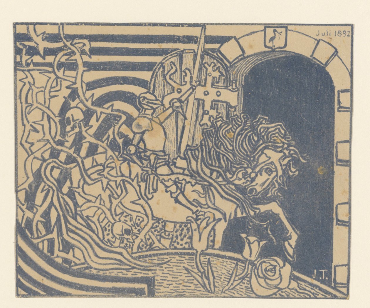 Obálka katalogu s rytířem na koni od Jan Toorop