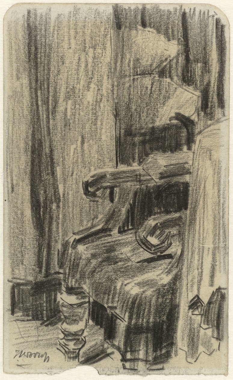 Křeslo částečně zakryté závěsem od Jan Toorop