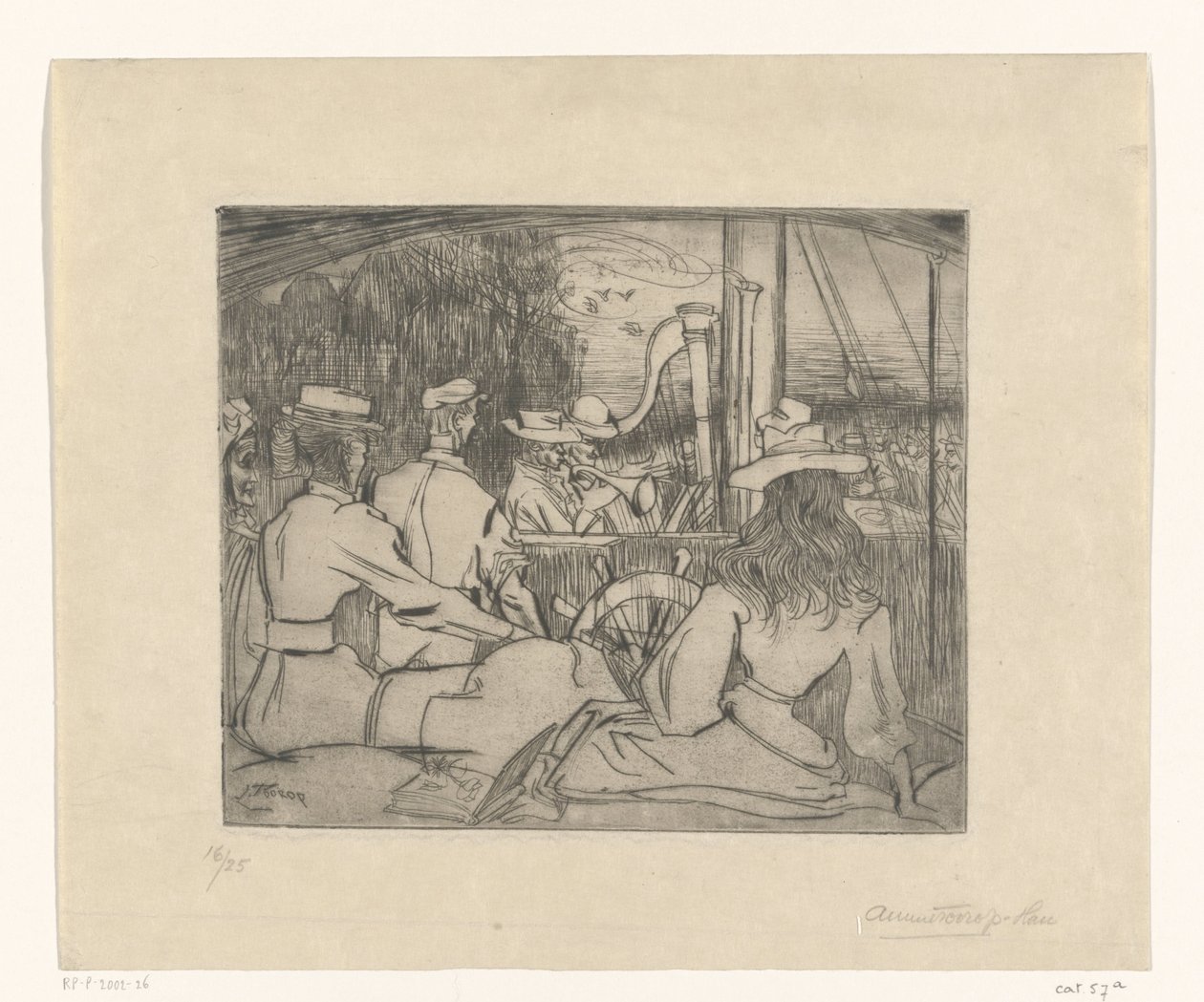 Hudebníci hrající na palubě lodi Hudebníci na palubě (původní název) od Jan Toorop