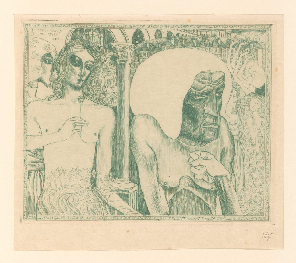 Stará žena obklopená mladými ženami Mládí a věk ženy (původní název) od Jan Toorop