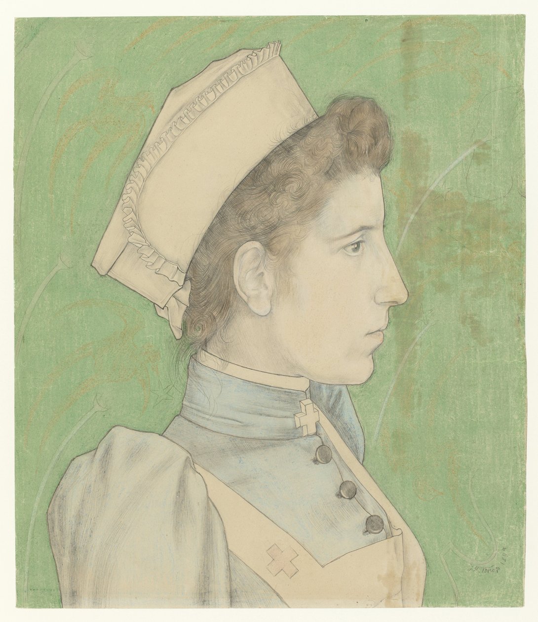Portrét sestry Nelly Portrét van Nelly Goudkade od Jan Toorop