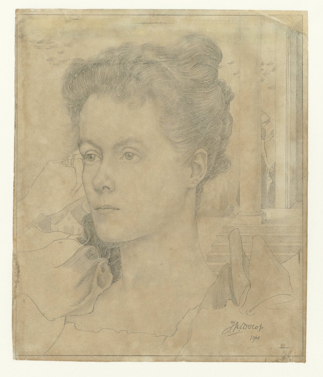 Portrét manželky Jana Tooropa Annie Hall nebo její sestry Janet Hall od Jan Toorop