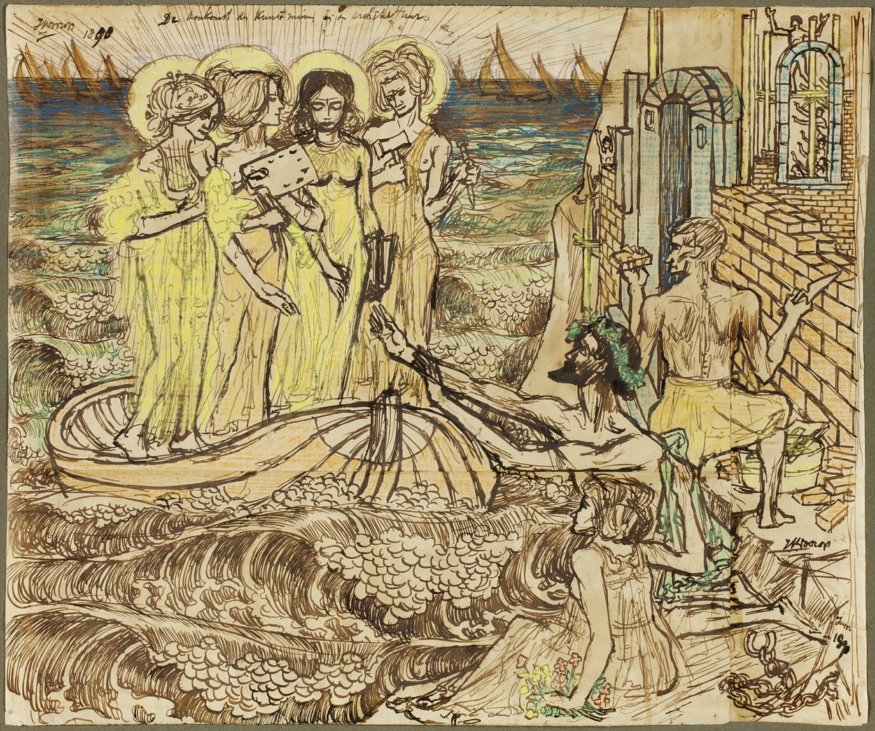Příchod múz umění do architektury od Jan Toorop