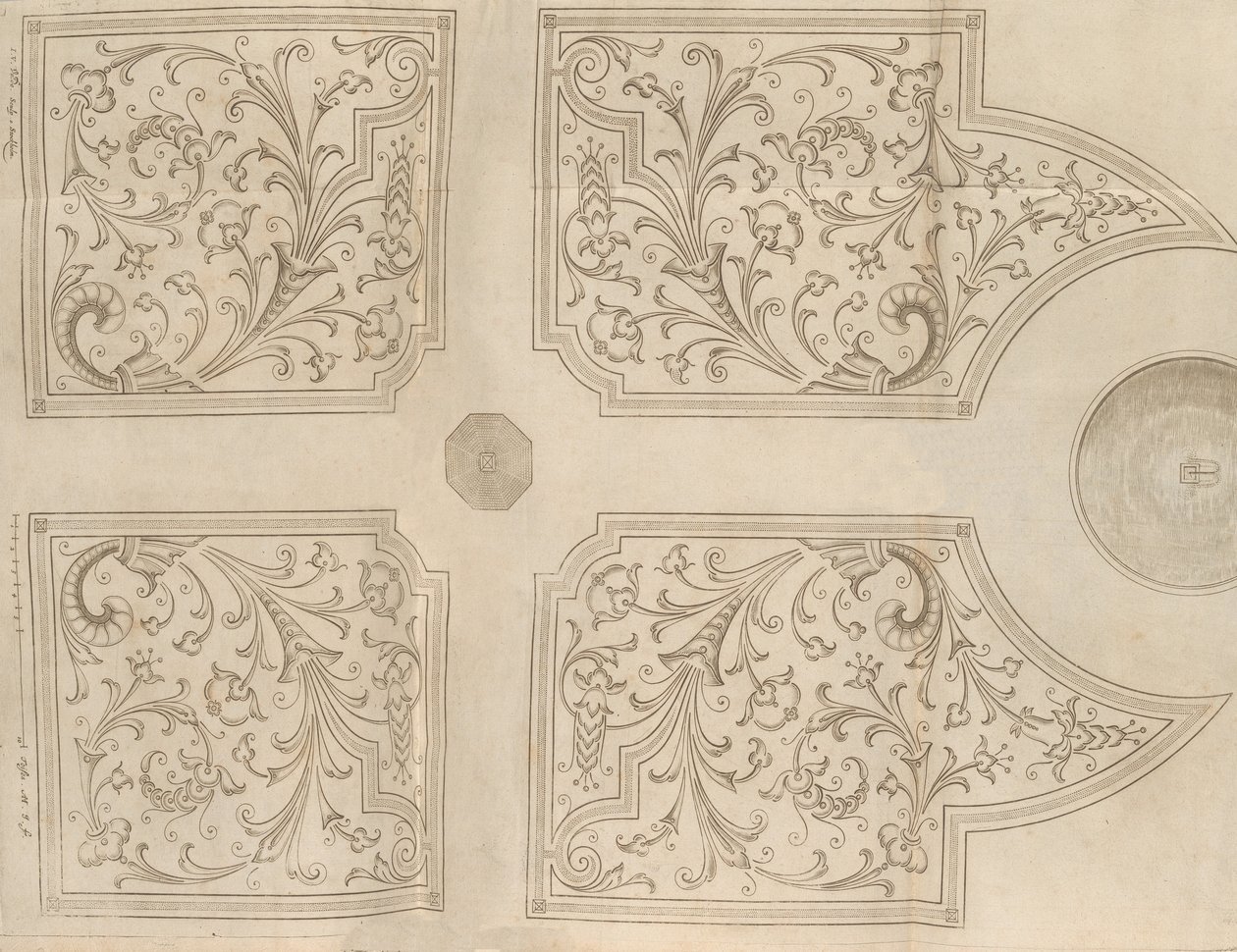 Návrh fontány a čtyř čtvercových parterů pro rekreační zahradu, 1651 od Jan Van de Velde