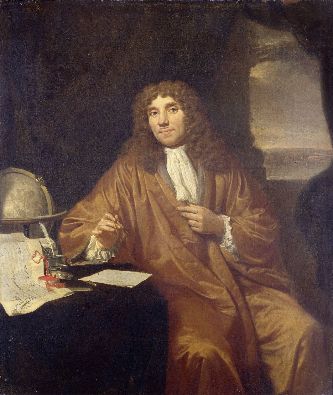Portrét Anthonie van Leeuwenhoek, přírodního filozofa a zoologa v Delftu od Jan Verkolje (I)