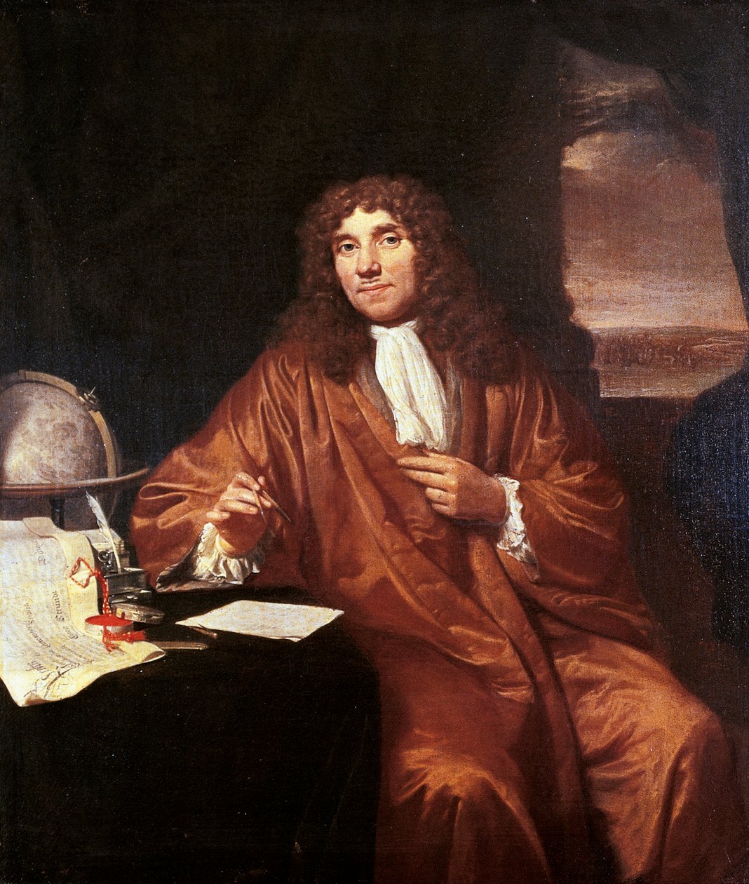 Antonie van Leeuwenhoek, kolem 1680 (olej na plátně) od Jan Verkolje