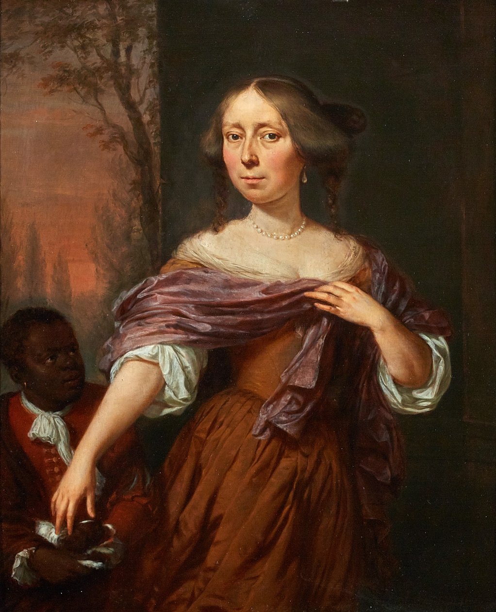 Portrét Jacominy le Pla (1647-1681) se sluhou od Jan Verkolje