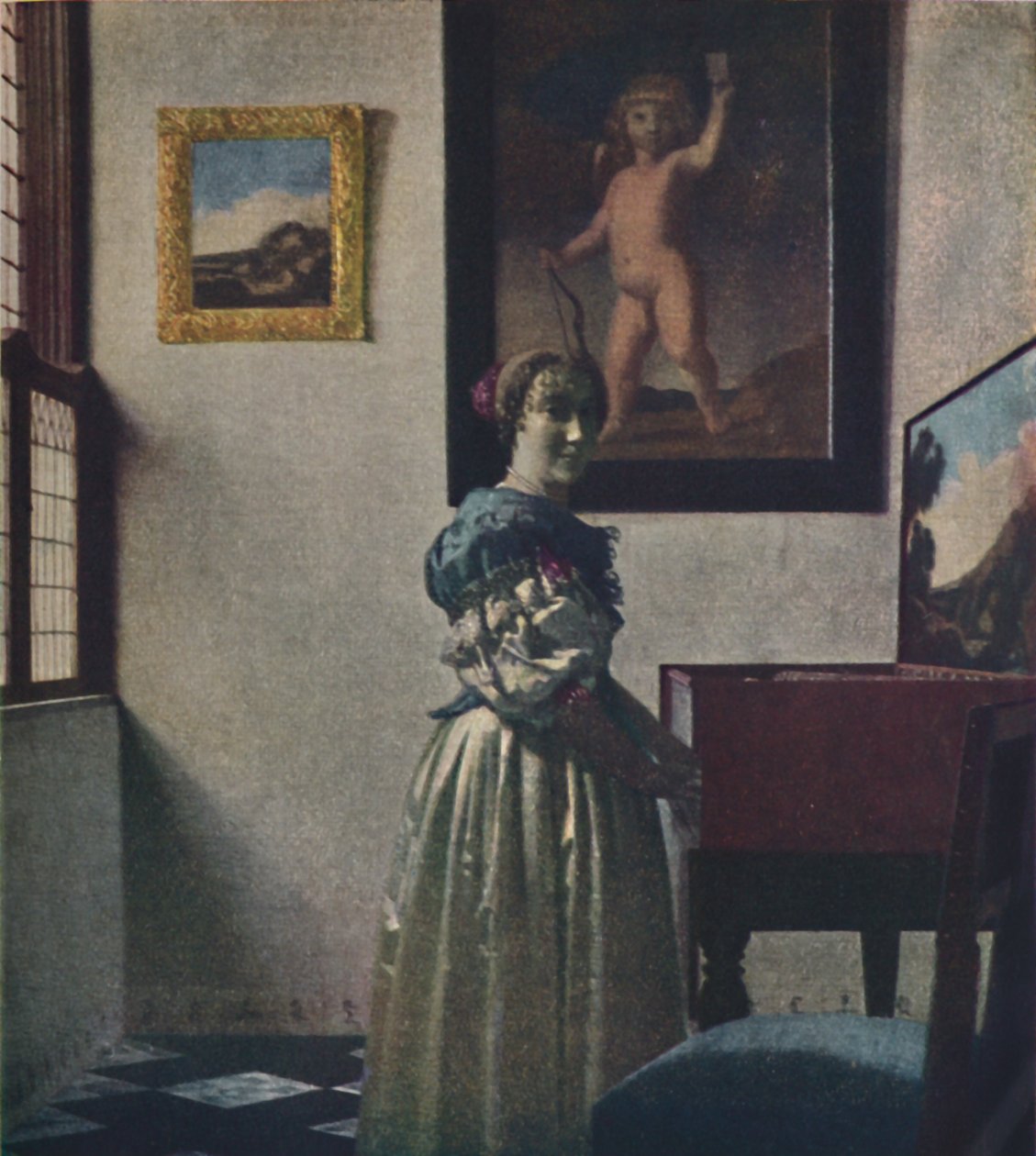Dáma stojící u Virginals, c1670-1672,c1950. od Jan Vermeer van Delft