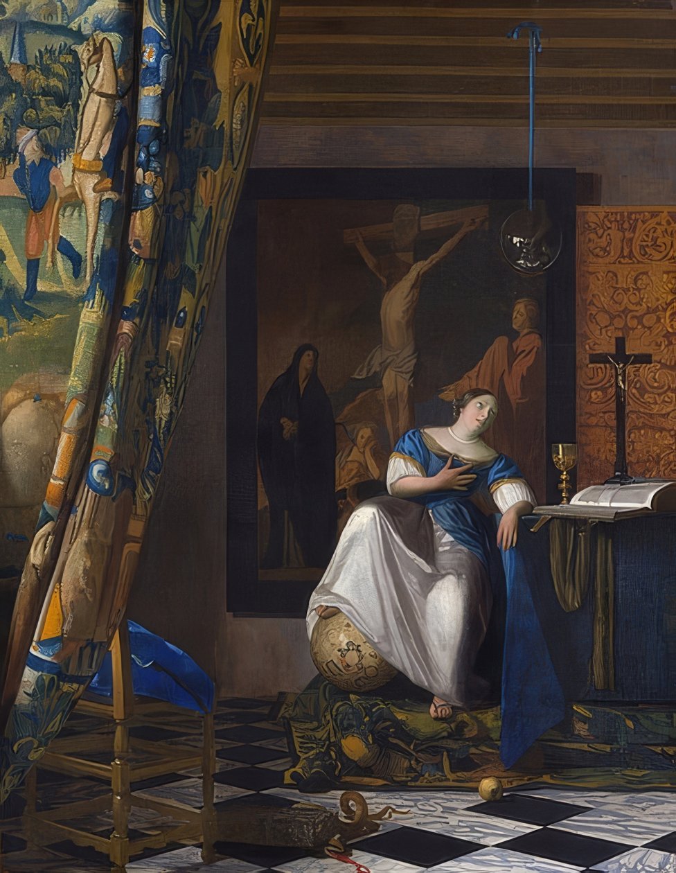 Alegorie víry. Kolem 1670-72 od Jan Vermeer van Delft