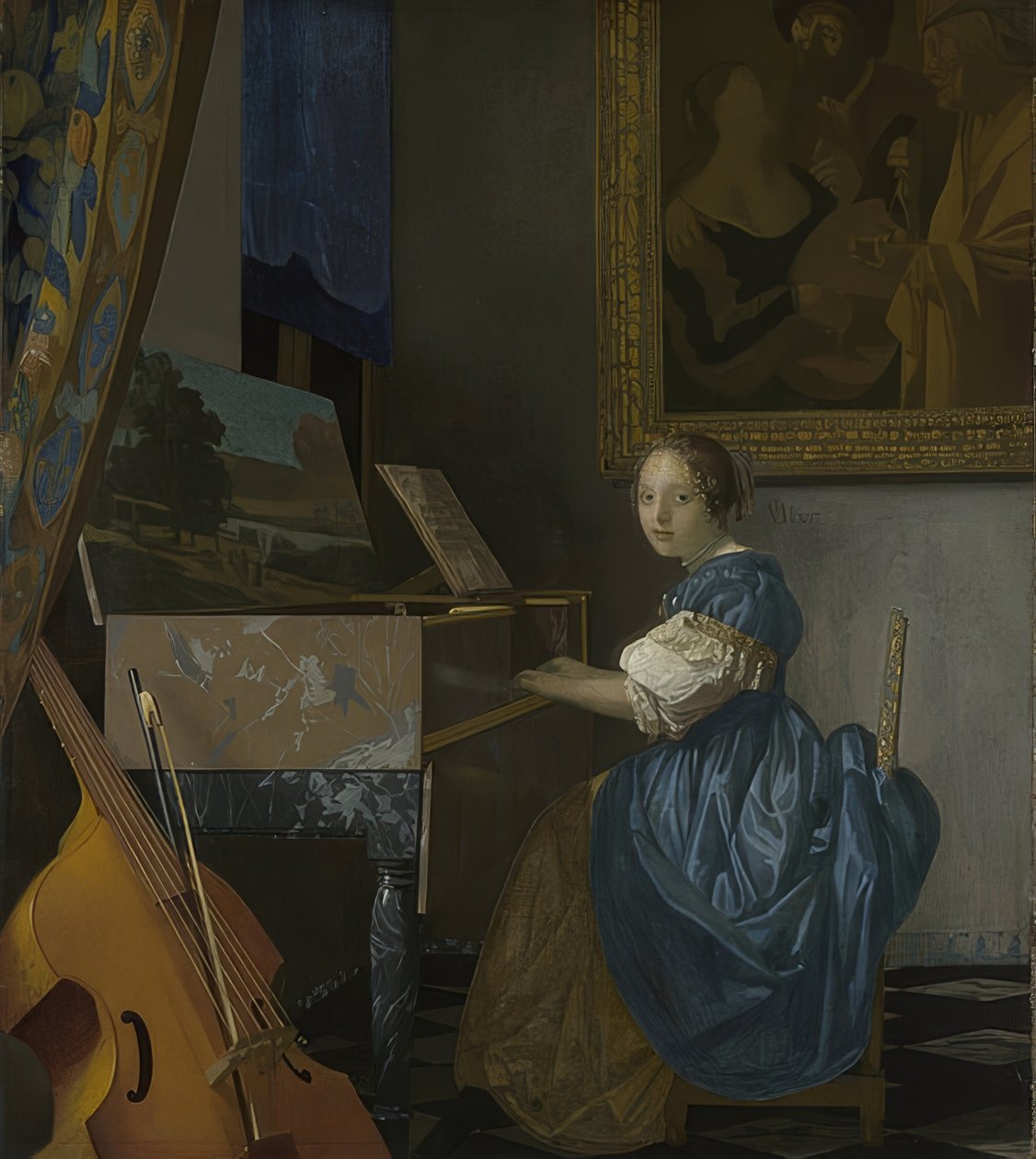 Mladá žena sedící u panenského. Kolem 1670-72 od Jan Vermeer van Delft