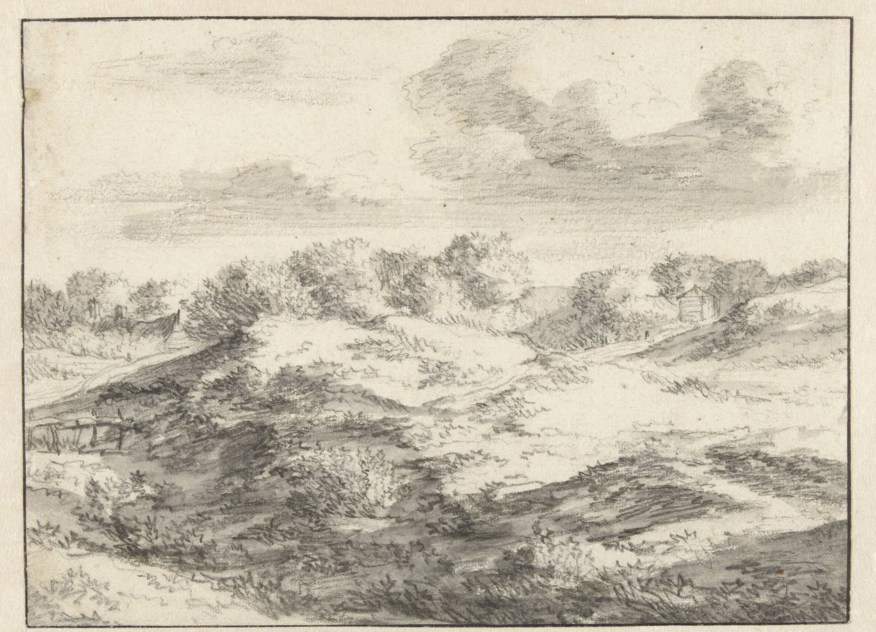 Duna Landscape, s chatou v dálce od Jan Vermeer van Haarlem (I) (attributed to)