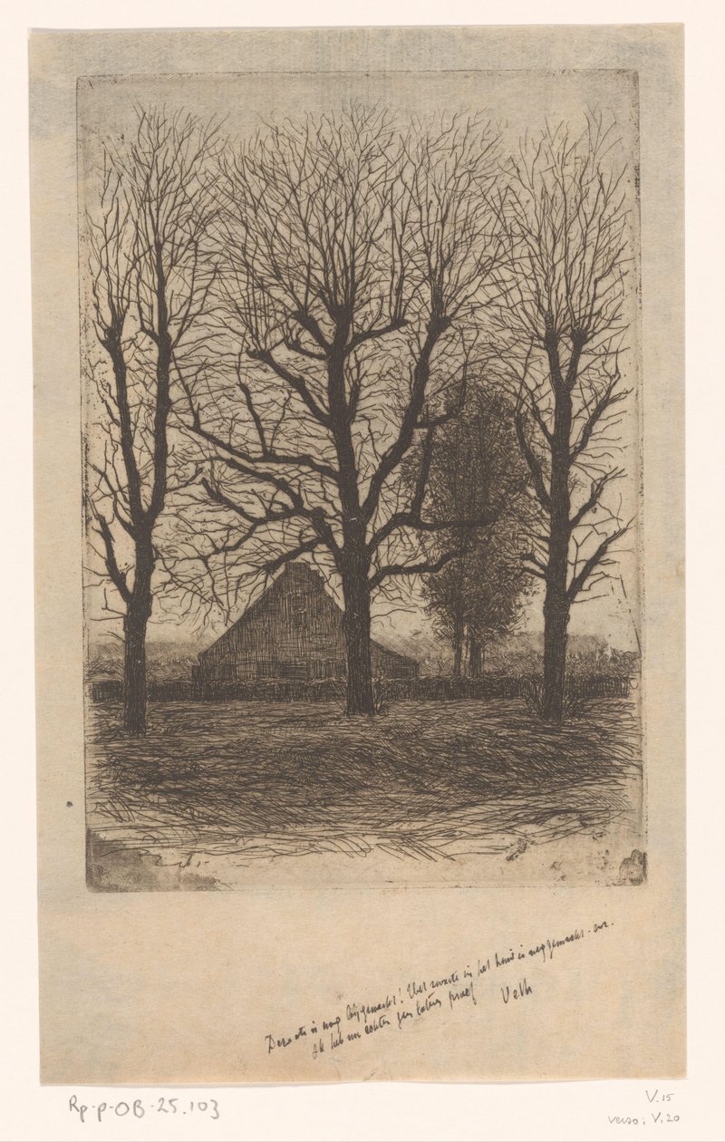 Farma mezi vysokými stromy, Ewijkshoeve od Jan Veth (signed by artist)