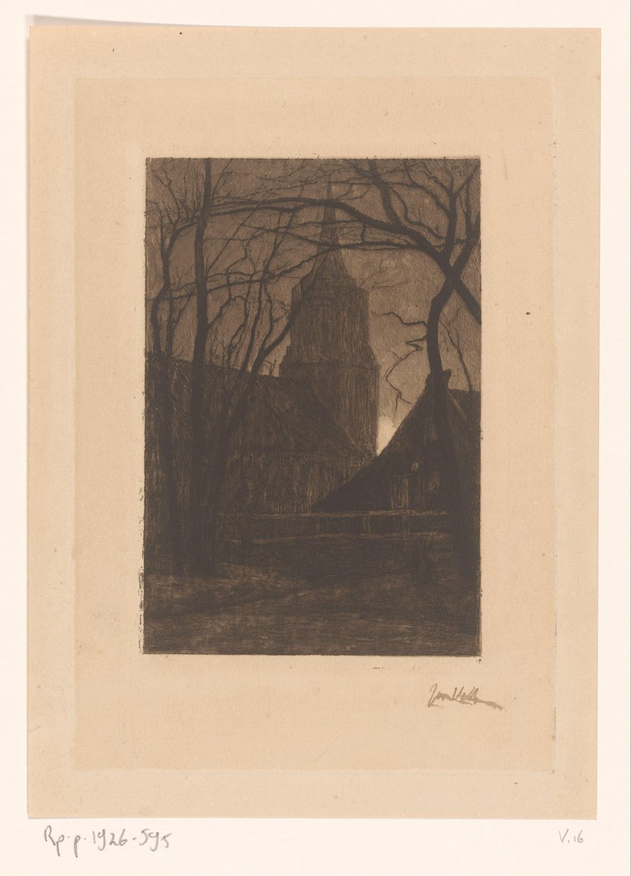 Kostel v Larenu od Jan Veth (signed by artist)